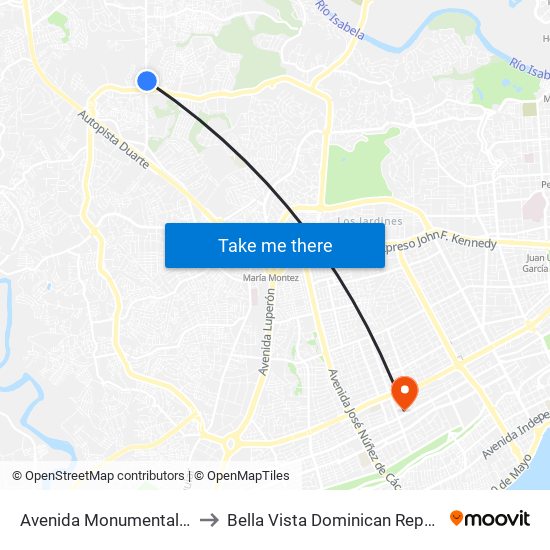 Avenida Monumental, 70 to Bella Vista Dominican Republic map
