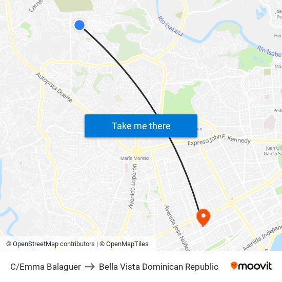 C/Emma Balaguer to Bella Vista Dominican Republic map