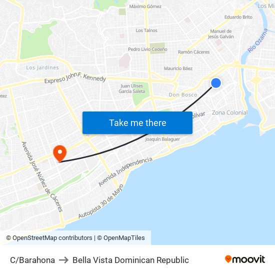 C/Barahona to Bella Vista Dominican Republic map