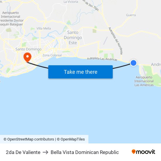 2da De Valiente to Bella Vista Dominican Republic map