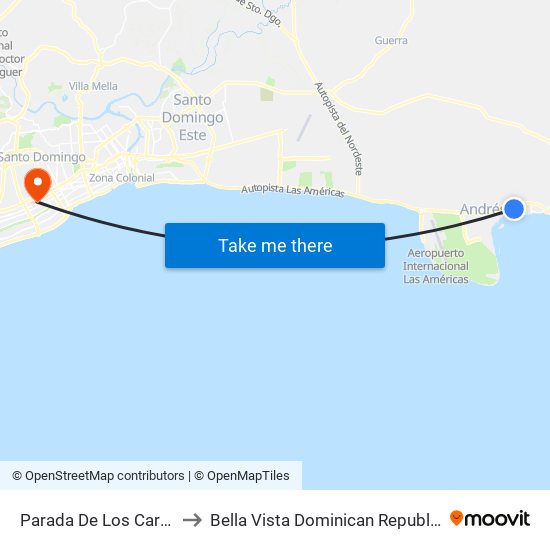 Parada De Los Carro to Bella Vista Dominican Republic map