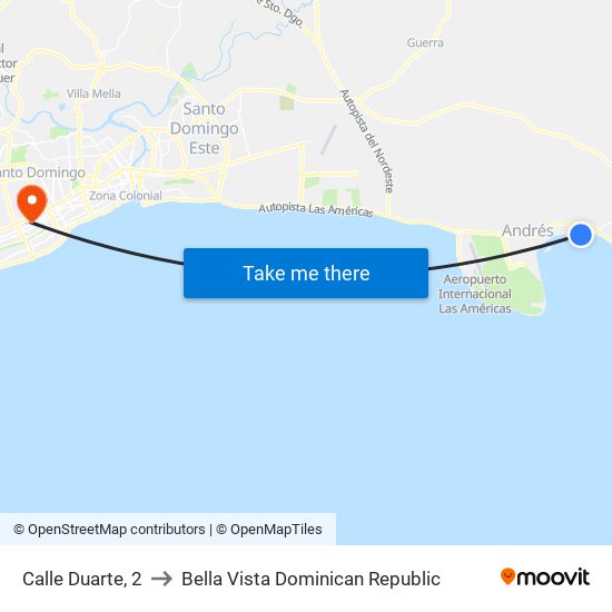 Calle Duarte, 2 to Bella Vista Dominican Republic map