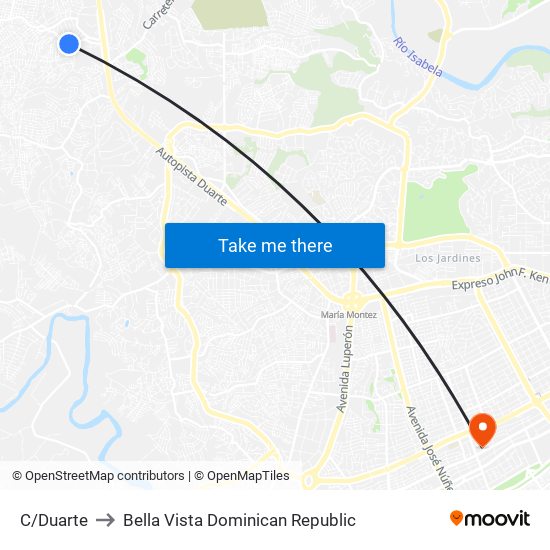 C/Duarte to Bella Vista Dominican Republic map