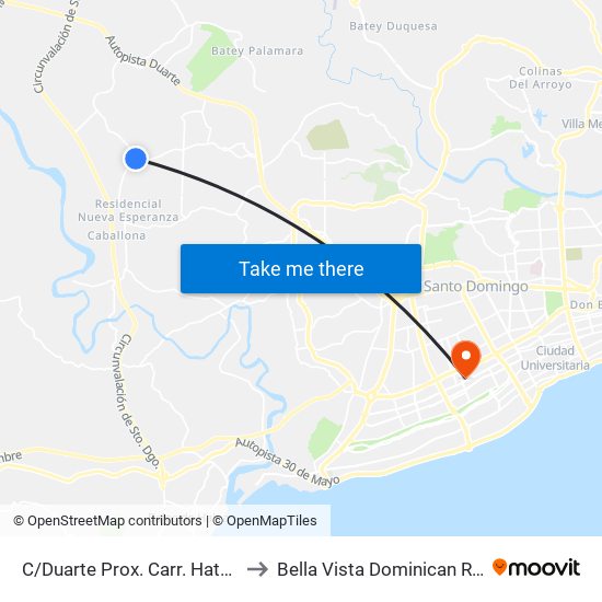 C/Duarte Prox. Carr. Hato Nuevo to Bella Vista Dominican Republic map