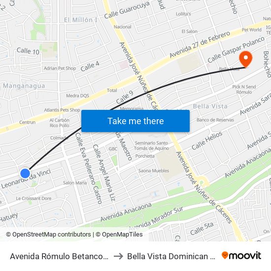 Avenida Rómulo Betancourt, 2068 to Bella Vista Dominican Republic map