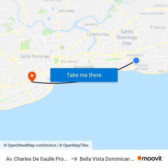 Av. Charles De Gaulle Prox. Av.11va to Bella Vista Dominican Republic map