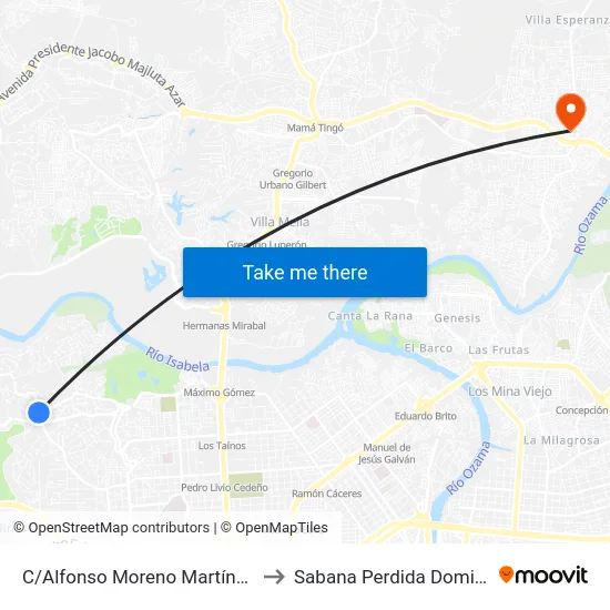 C/Alfonso Moreno Martínez Prox. C/Arabia to Sabana Perdida Dominican Republic map