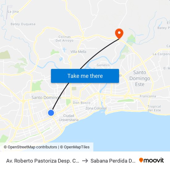 Av. Roberto Pastoriza Desp. C/Manuel De Jesús Troncoso to Sabana Perdida Dominican Republic map