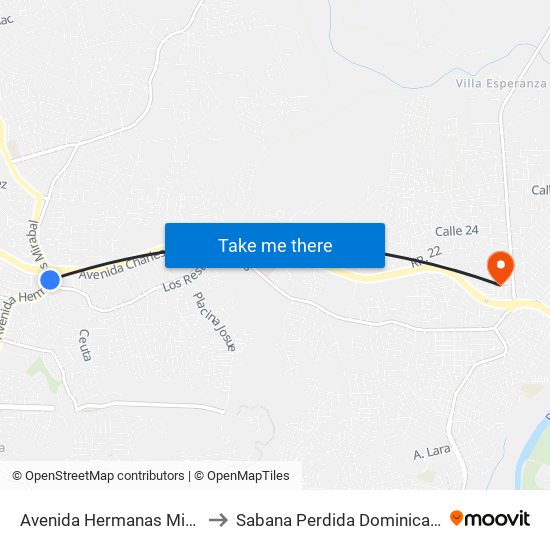Avenida Hermanas Mirabal, 681 to Sabana Perdida Dominican Republic map