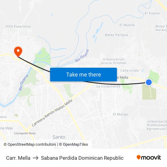 Carr. Mella to Sabana Perdida Dominican Republic map