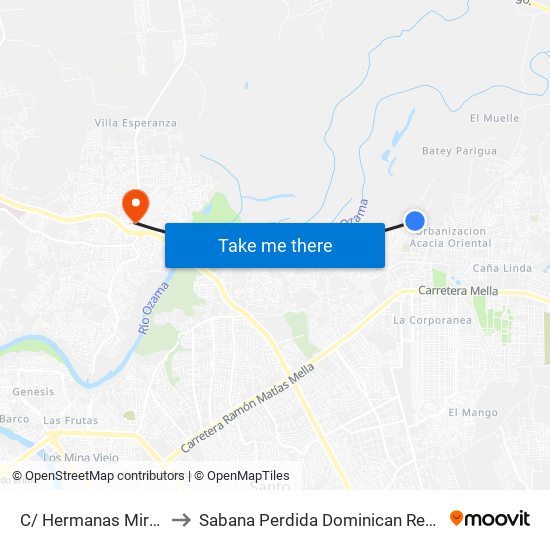C/ Hermanas Mirabal to Sabana Perdida Dominican Republic map