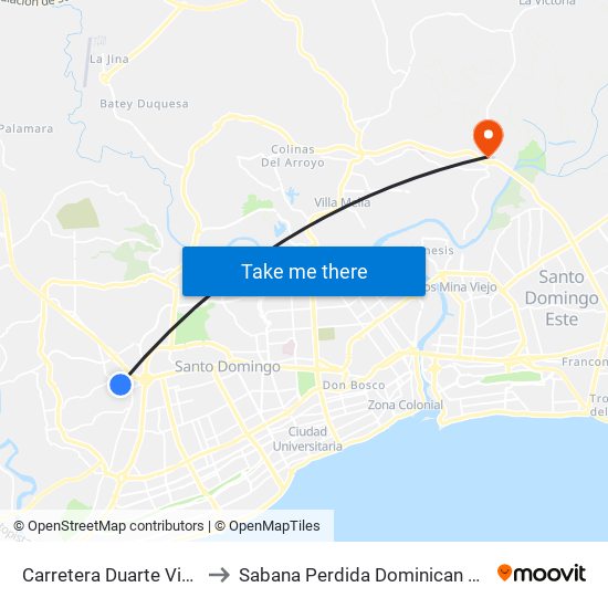 Carretera Duarte Vieja, 45 to Sabana Perdida Dominican Republic map
