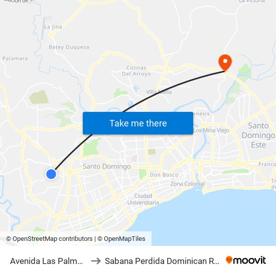 Avenida Las Palmas, 30 to Sabana Perdida Dominican Republic map