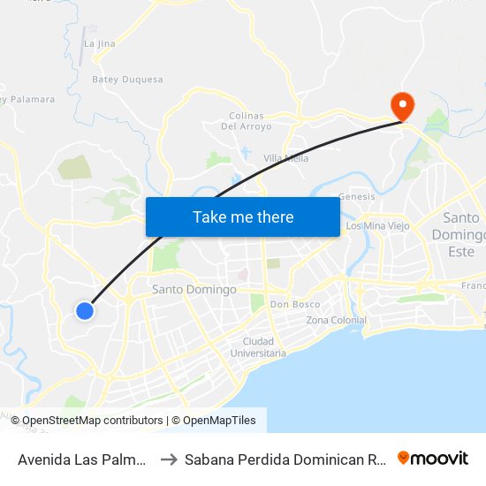 Avenida Las Palmas, 33 to Sabana Perdida Dominican Republic map