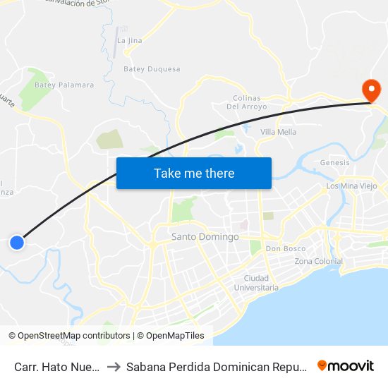 Carr. Hato Nuevo to Sabana Perdida Dominican Republic map