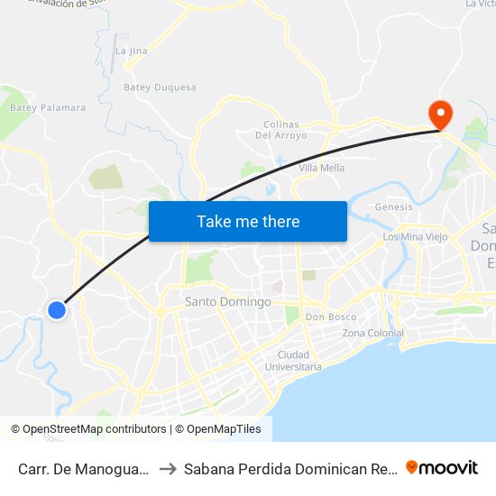 Carr. De Manoguayabo to Sabana Perdida Dominican Republic map