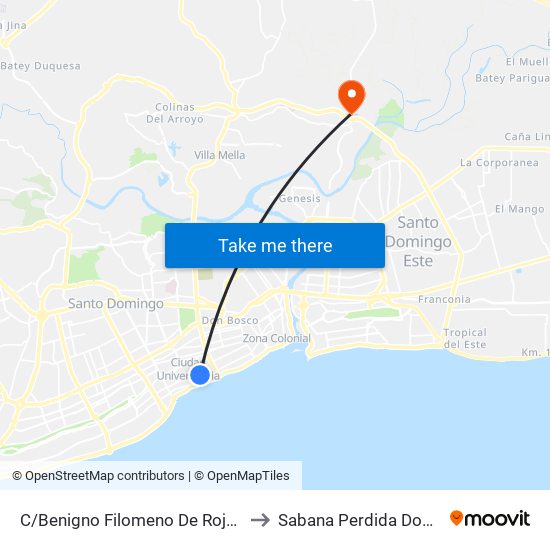 C/Benigno Filomeno De Rojas Prox. C/Padre Pina to Sabana Perdida Dominican Republic map