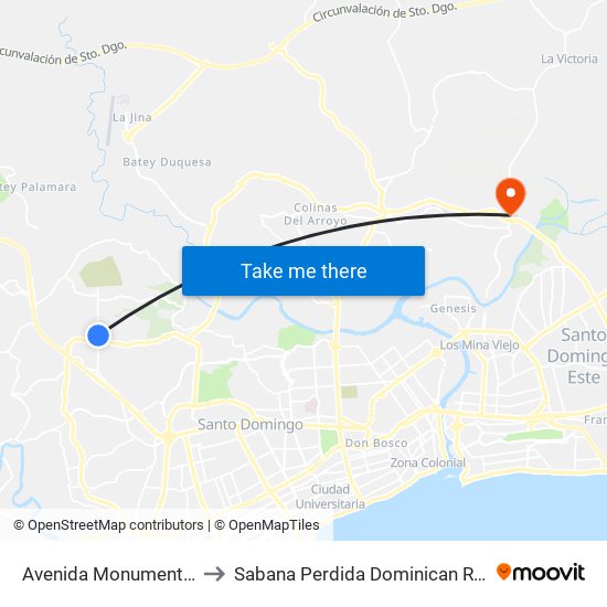 Avenida Monumental, 70 to Sabana Perdida Dominican Republic map