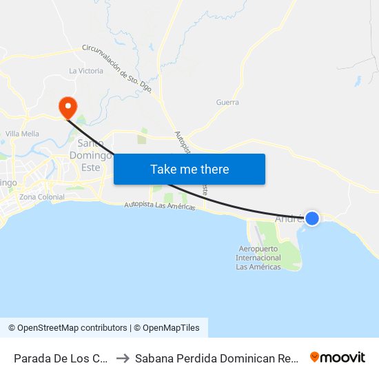 Parada De Los Carro to Sabana Perdida Dominican Republic map