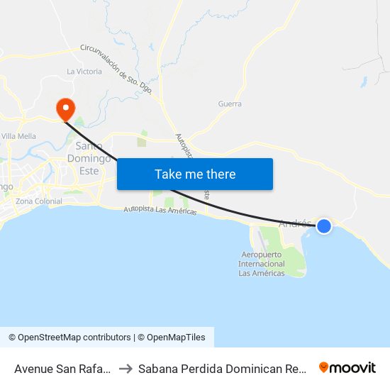 Avenue San Rafael, 9 to Sabana Perdida Dominican Republic map