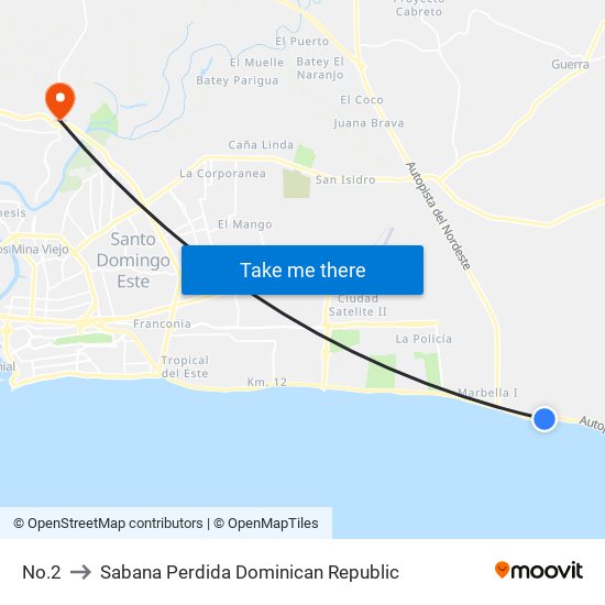 No.2 to Sabana Perdida Dominican Republic map