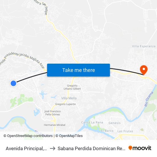 Avenida Principal, 566 to Sabana Perdida Dominican Republic map