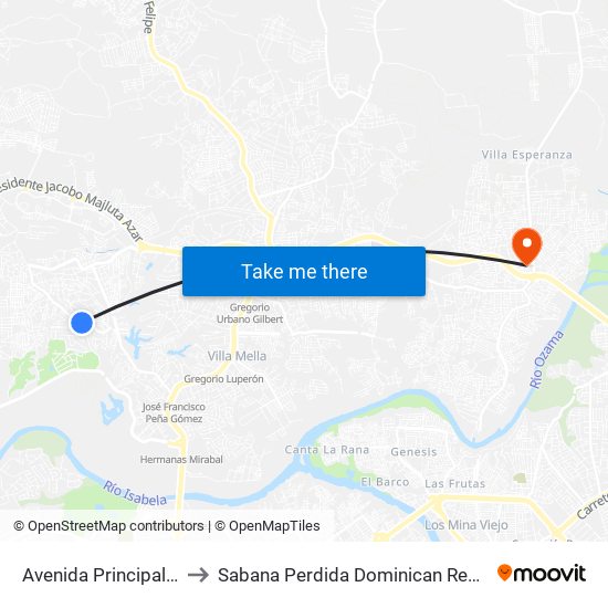 Avenida Principal, 42 to Sabana Perdida Dominican Republic map
