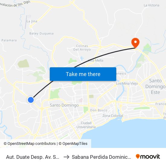 Aut. Duate Desp. Av. Santo Cerro to Sabana Perdida Dominican Republic map