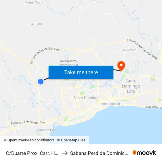C/Duarte Prox. Carr. Hato Nuevo to Sabana Perdida Dominican Republic map