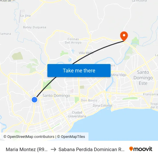 Maria Montez (R9 1/2) to Sabana Perdida Dominican Republic map