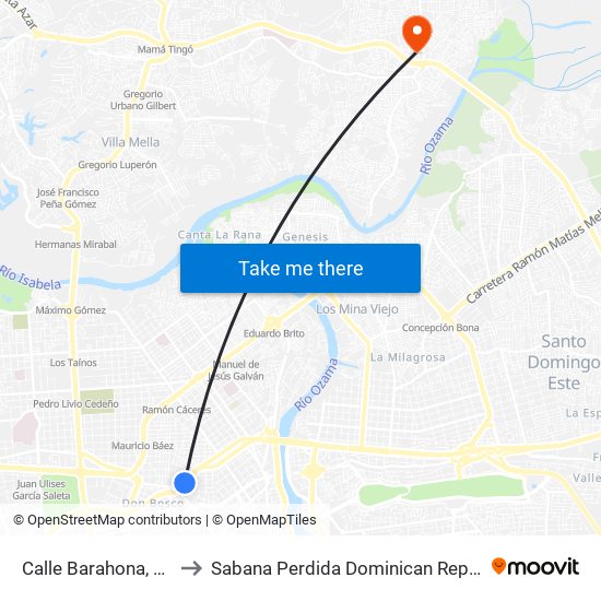 Calle Barahona, 229 to Sabana Perdida Dominican Republic map