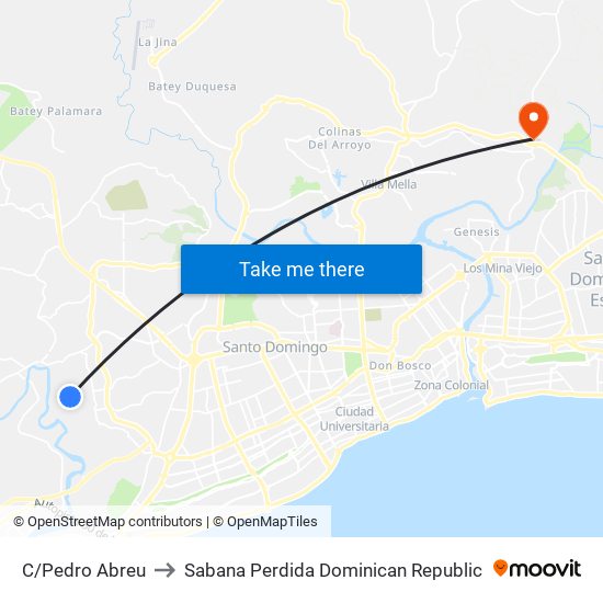 C/Pedro Abreu to Sabana Perdida Dominican Republic map
