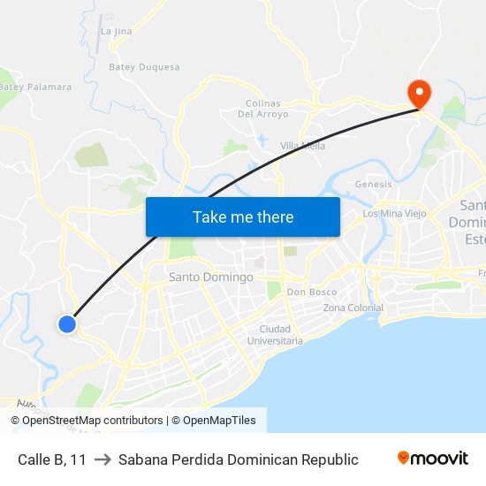 Calle B, 11 to Sabana Perdida Dominican Republic map
