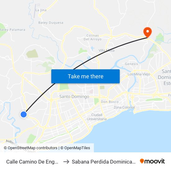 Calle Camino De Engombe, 23 to Sabana Perdida Dominican Republic map