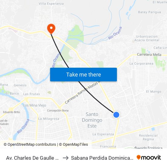 Av. Charles De Gaulle Prox. C/E to Sabana Perdida Dominican Republic map