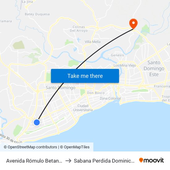 Avenida Rómulo Betancourt, 545 to Sabana Perdida Dominican Republic map