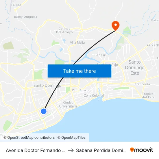 Avenida Doctor Fernando Alberto Defilló, 4 to Sabana Perdida Dominican Republic map