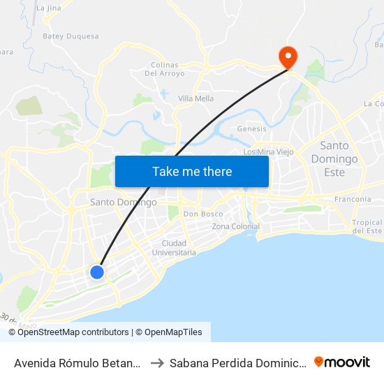 Avenida Rómulo Betancourt, 1608 to Sabana Perdida Dominican Republic map