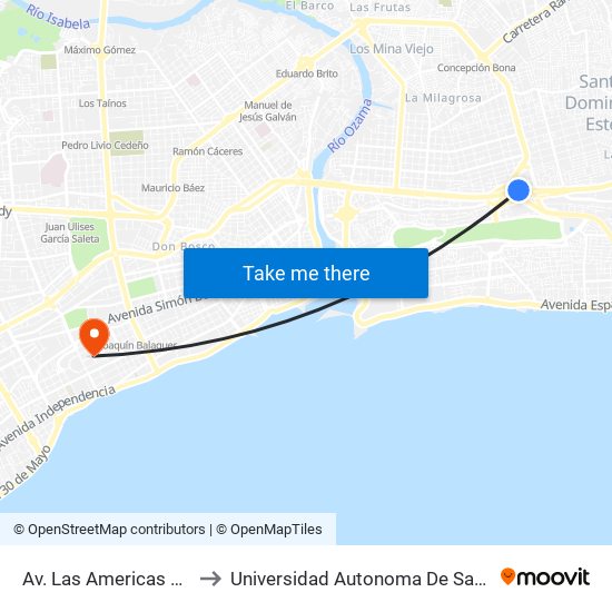 Av. Las Americas Prox. C/A to Universidad Autonoma De Santo Domingo map