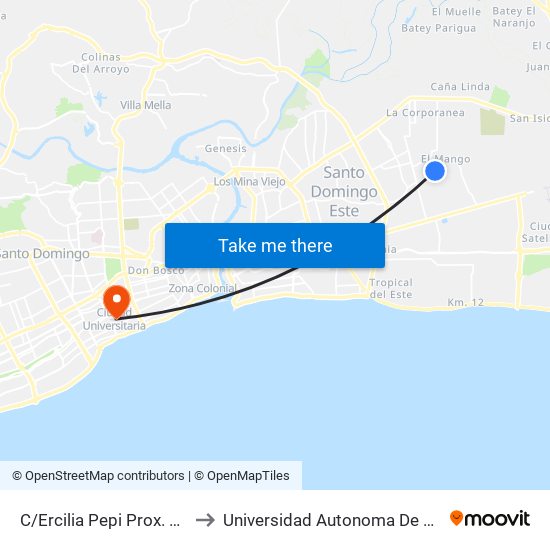 C/Ercilia Pepi Prox. Respaldo 10 to Universidad Autonoma De Santo Domingo map