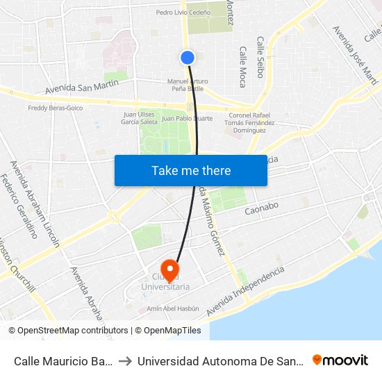 Calle Mauricio Baez, 201 to Universidad Autonoma De Santo Domingo map
