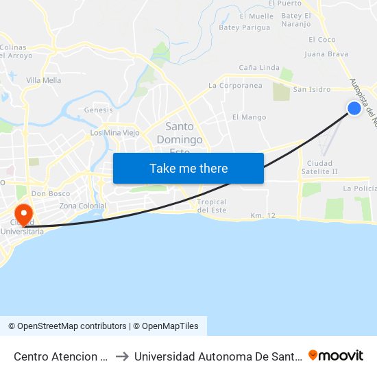 Centro Atencion Medica to Universidad Autonoma De Santo Domingo map