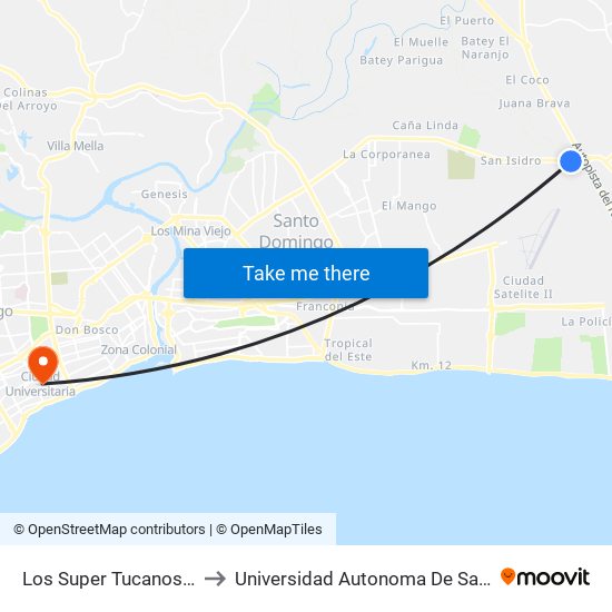 Los Super Tucanos - Control to Universidad Autonoma De Santo Domingo map
