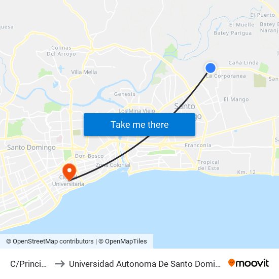C/Principal to Universidad Autonoma De Santo Domingo map