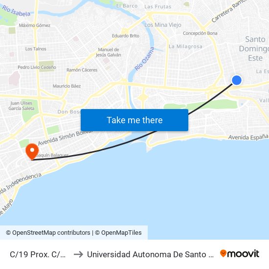 C/19 Prox. C/Roma to Universidad Autonoma De Santo Domingo map