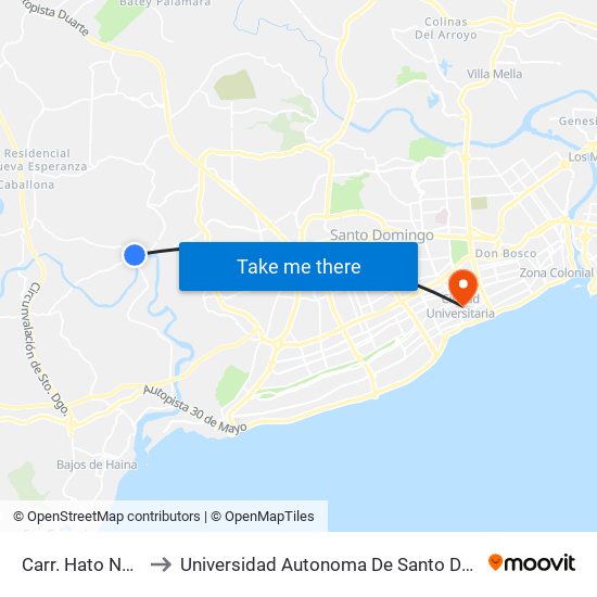 Carr. Hato Nuevo to Universidad Autonoma De Santo Domingo map