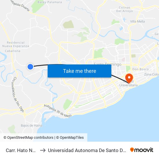 Carr. Hato Nuevo to Universidad Autonoma De Santo Domingo map