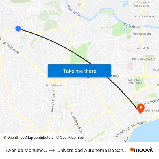 Avenida Monumental, 70 to Universidad Autonoma De Santo Domingo map