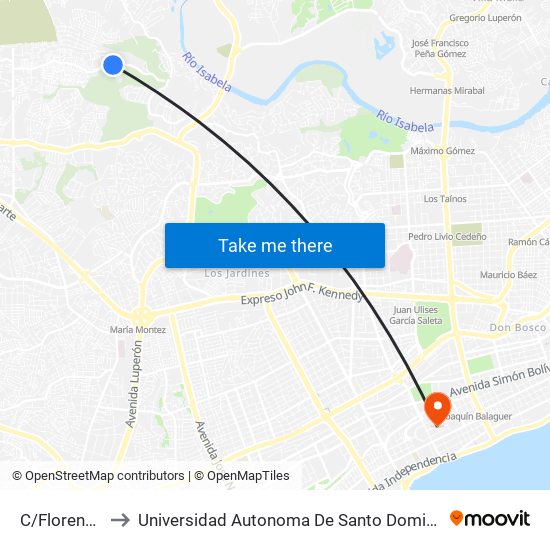 C/Florencia to Universidad Autonoma De Santo Domingo map