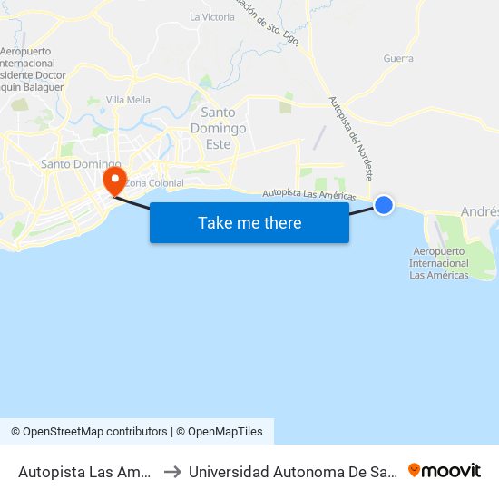 Autopista Las Americas, 22 to Universidad Autonoma De Santo Domingo map